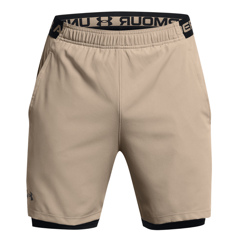 Under Armour Vanish Woven Mens 2 in 1 Shorts Beige Black