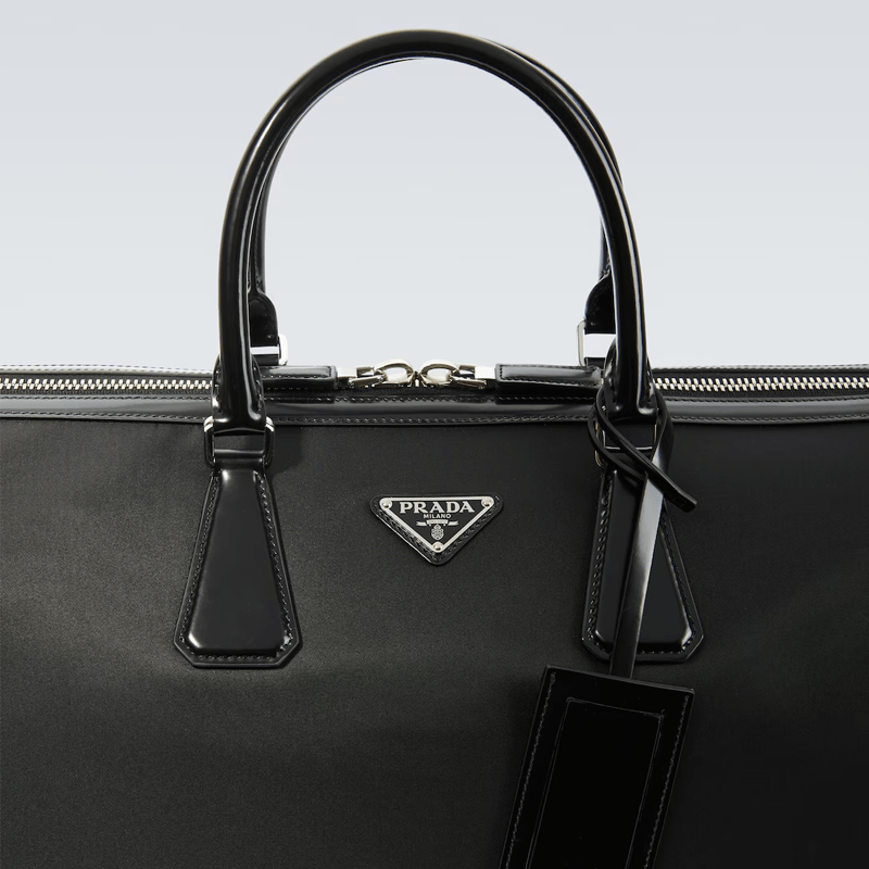 Prada Leather-trimmed Duffel Bag Black