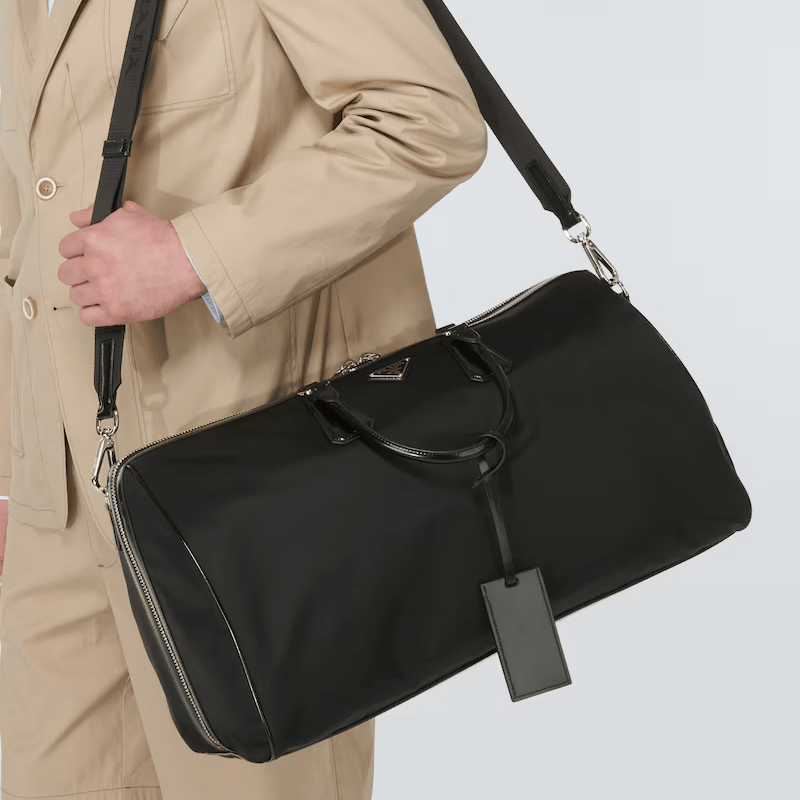 Prada Leather-trimmed Duffel Bag Black