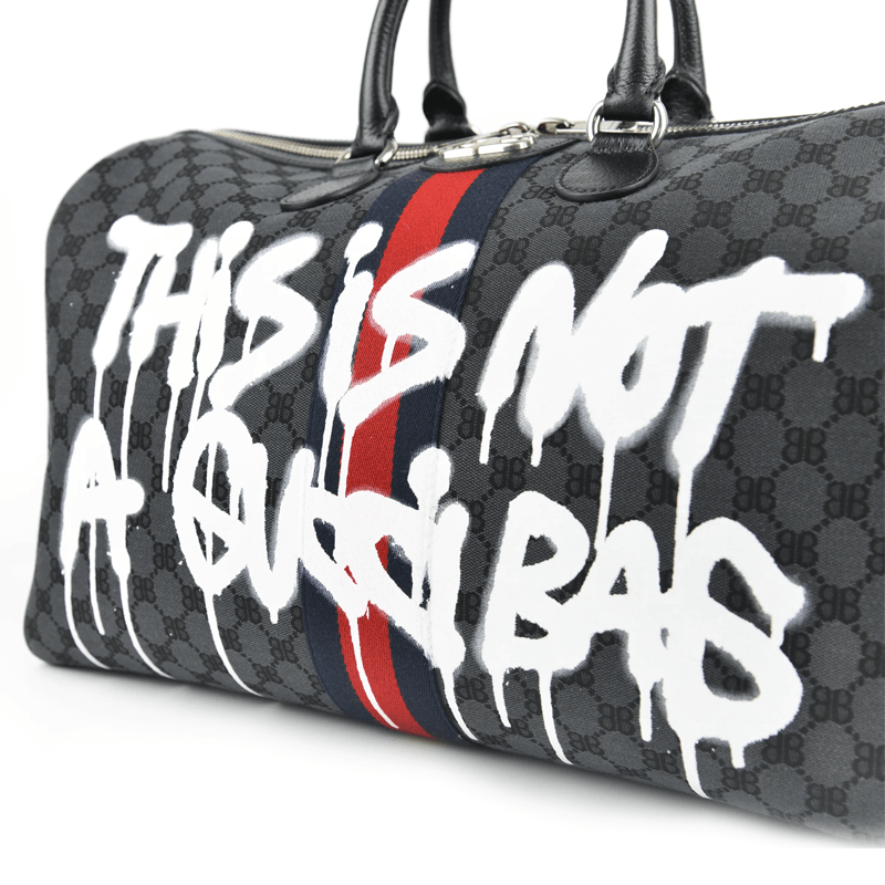 Gucci x Balenciaga Hacker Project Black Duffle Bag Graffiti