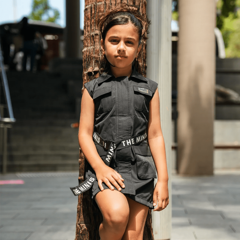 Minis Kids Cargo Dress Black