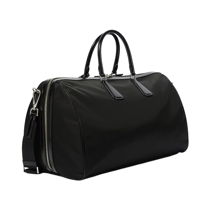 Prada Leather-trimmed Duffel Bag Black