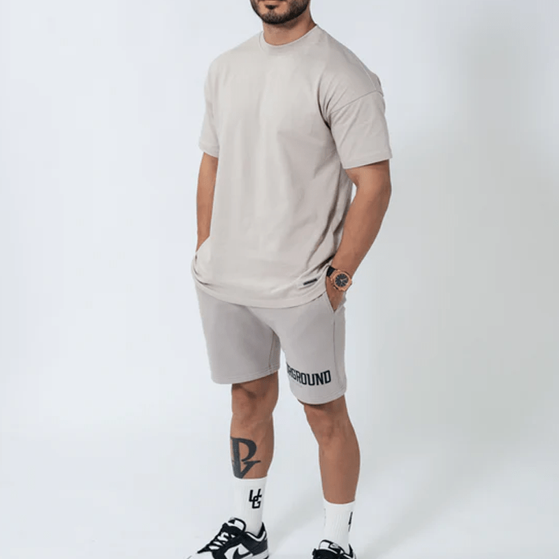Undrground Streetwear TAUPE DOUBLE PRINT BOX FIT TEE