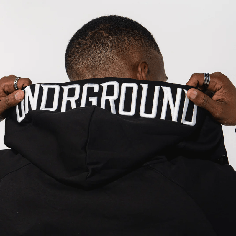 Undrground 3D Embroided Zip Up Hoodie Black