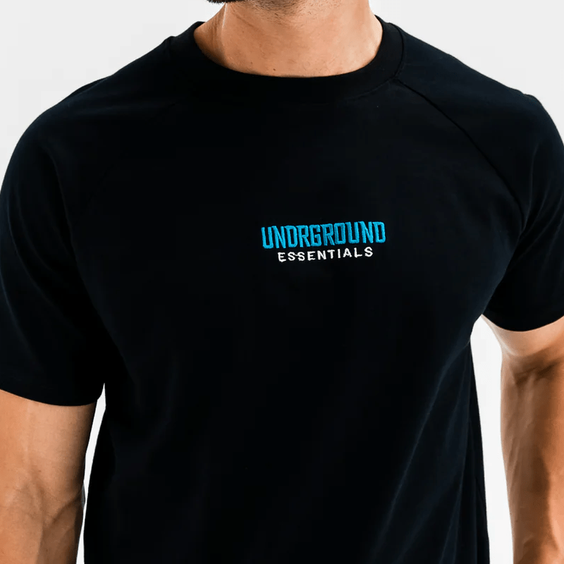 Undrground Streetwear CURVED BLACK TEE X BLUE