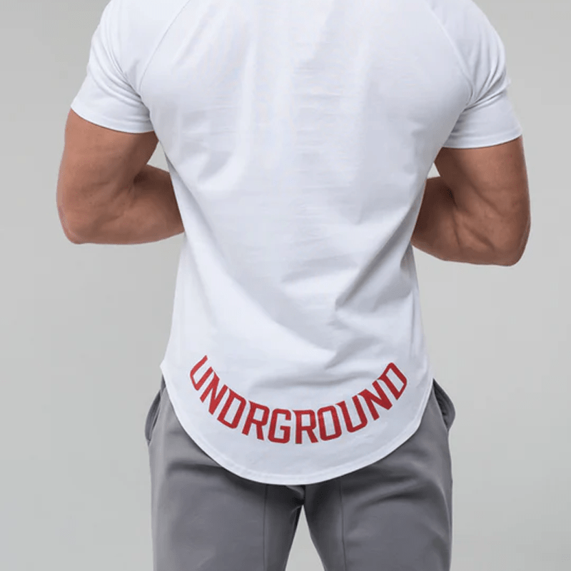 Undrground Streetwear WHITE CURVED TEE/RED