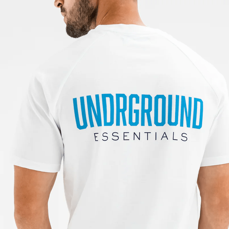 Undrground Streetwear CURVED WHITE TEE X BLUE