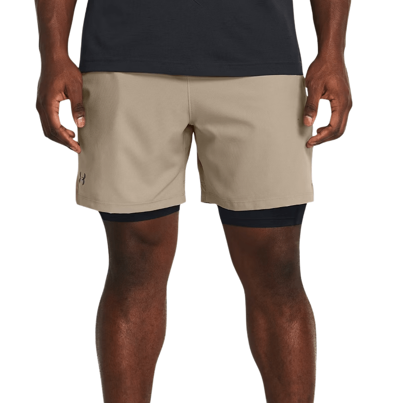 Under Armour Vanish Woven Mens 2 in 1 Shorts Beige Black