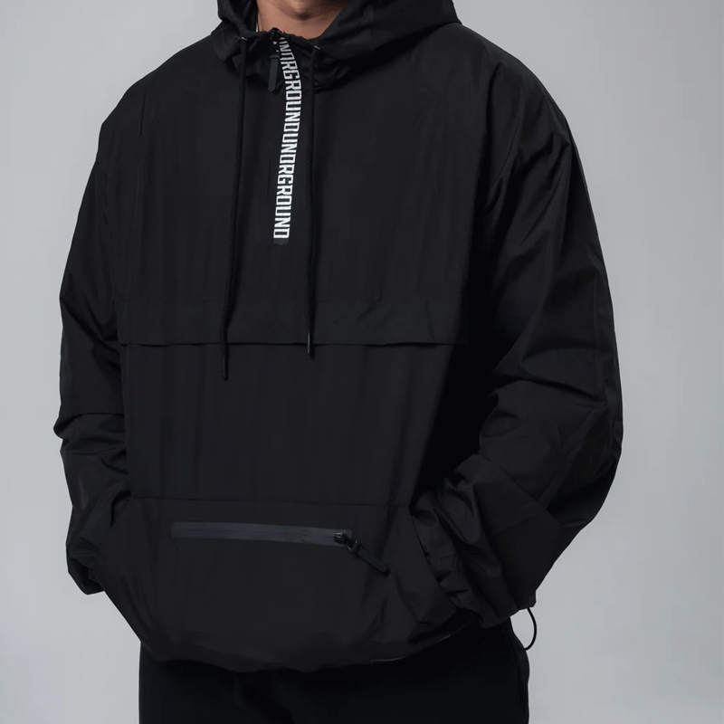 Undrground Windbreaker Half Zip Black