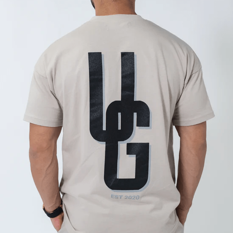 Undrground Streetwear TAUPE DOUBLE PRINT BOX FIT TEE