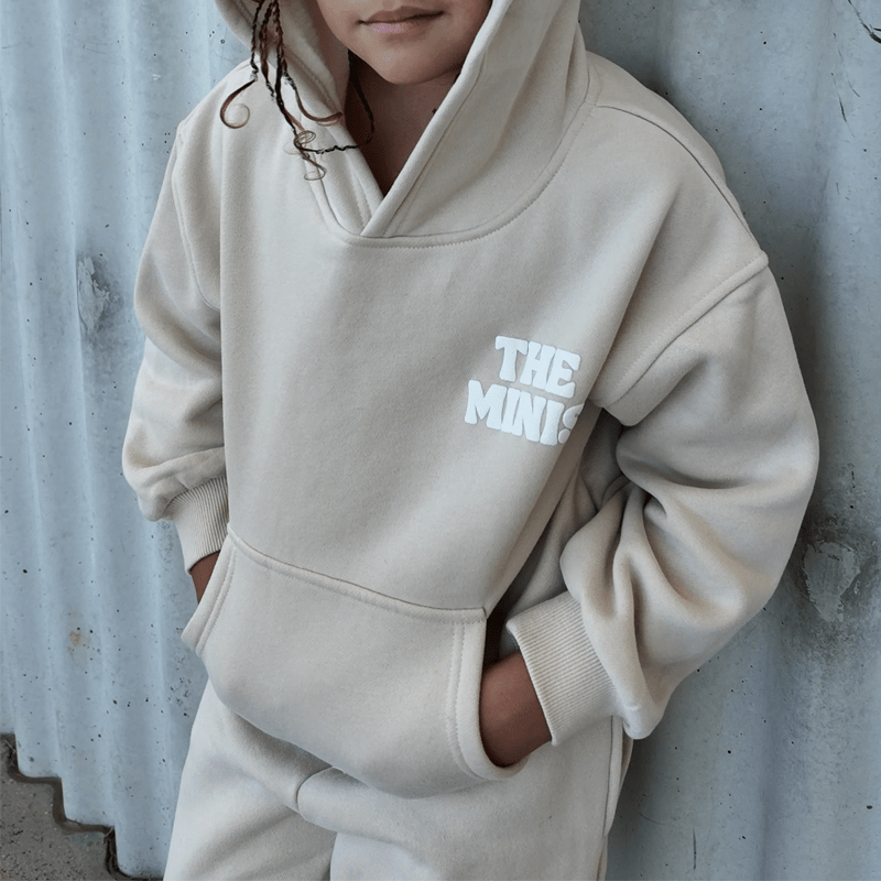 Minis Puff Print Hoodie Beige