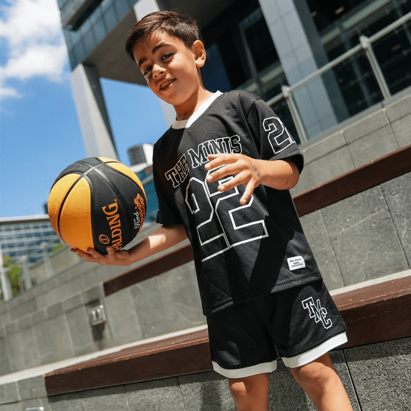 Minis Kids Jersey Shirt Shorts Set Black White