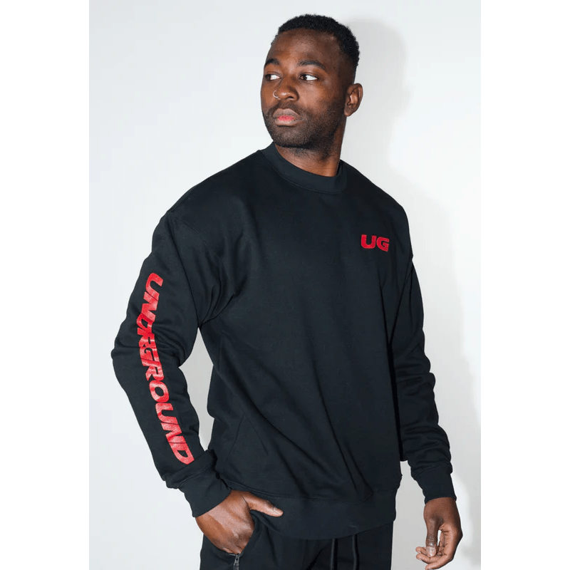 Undrground Streetwear BLACK CREW NECK JUMPER