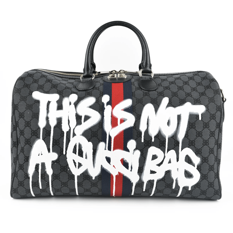 Gucci x Balenciaga Hacker Project Black Duffle Bag Graffiti