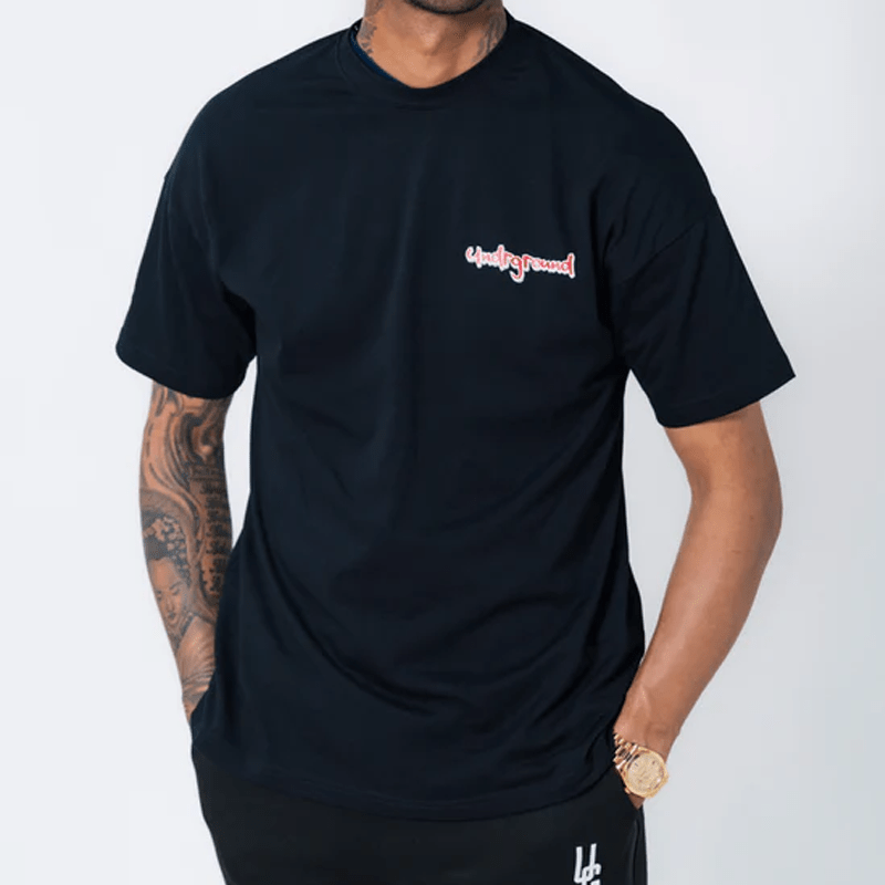 Undrground Streetwear BLACK/RED LEATHER PATCH TEE