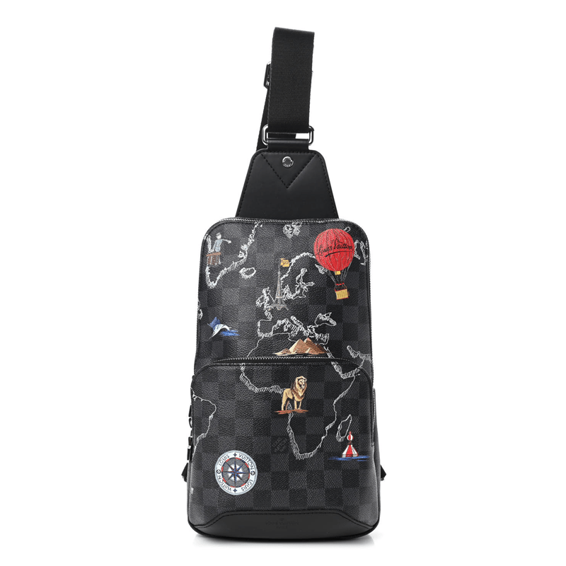Louis Vuitton 2019 Damier Graphite World Map Avenue Sling