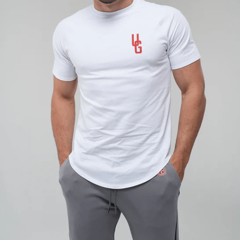 Undrground Streetwear WHITE CURVED TEE/RED