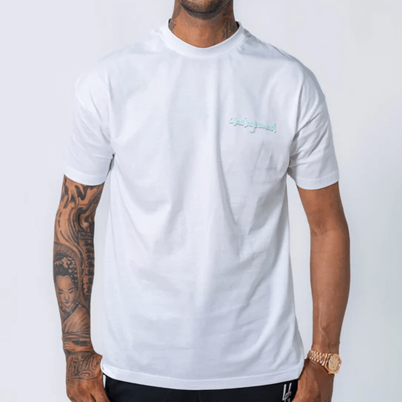 Undrground Streetwear WHITE/BLUE LEATHER PATCH TEE