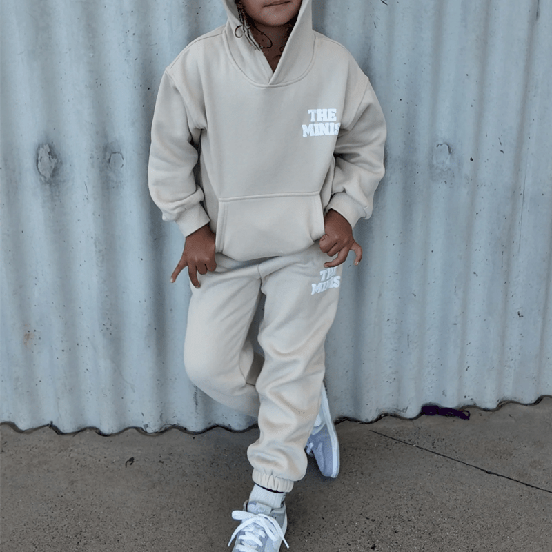 Minis Puff Print Hoodie Beige