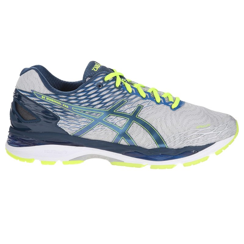 Mens ASICS GEL Nimbus 18 Silver Ink Flash Yellow